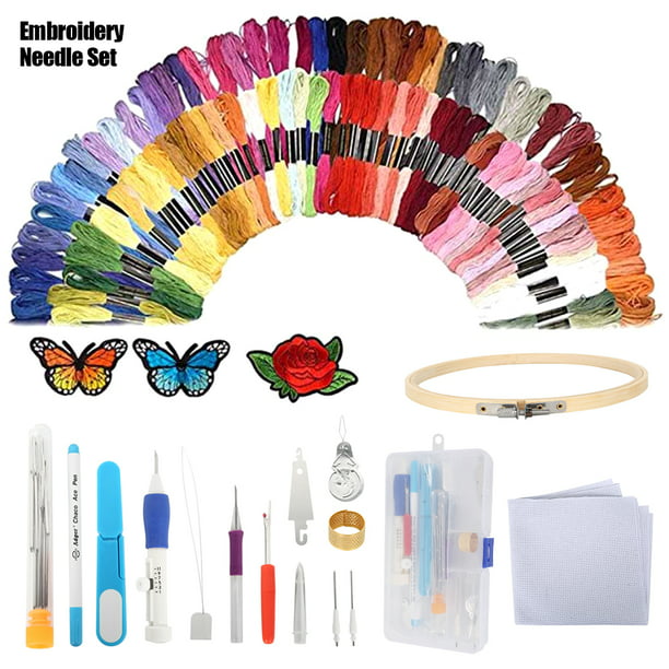 1 Set DIY Embroidery Pen Set Knitting Sewing Tool Kit Punch Needle 50 Threads 